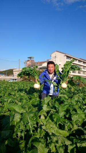 畑仕事に勤しむ宇野社長