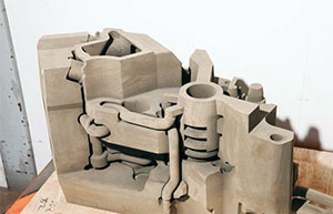 3Dプリンターを用いて製作した鋳型の写真。製作を効率化し、短納期を実現する。