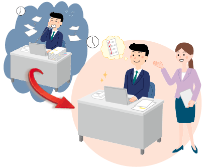 仕事のスピードが速くなった人のイラスト