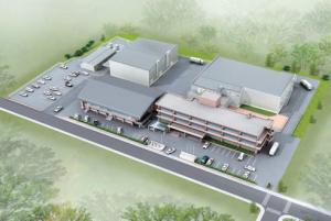 加賀工場の全景パース。左上の建物群が新たに整備した「危険物製造所」