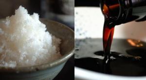 珠洲の揚げ浜塩田の塩、大野の丸大豆醤油