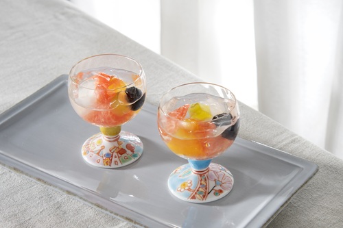 馬上グラス(格子)花のタペストリー 使用例